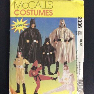 McCalls 2336 Super Hero & Ninja Costumes Sewing Pattern Size 10/12 For Children